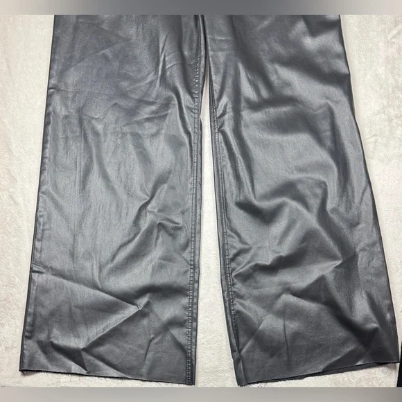 NWT Kut From The Kloth High Rise Goldie Super Flare Faux Leather Black Pants 14